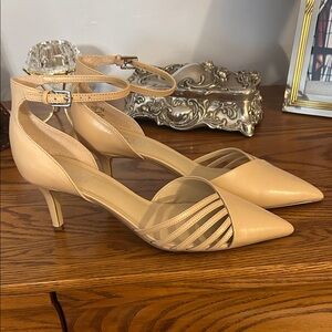 Franco Sarto Beige Ankle Strap Heels